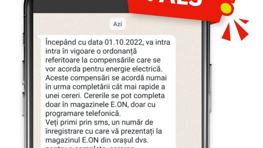 Atenție la mesaje false trimise în numele E.ON Energie România