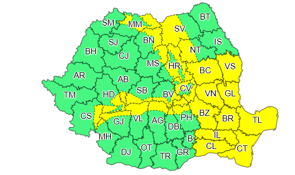 Informare de ger pentru toată țara până pe 10 februarie, cu temperaturi între -14 și -4 grade, izolat până la -20 de grade C