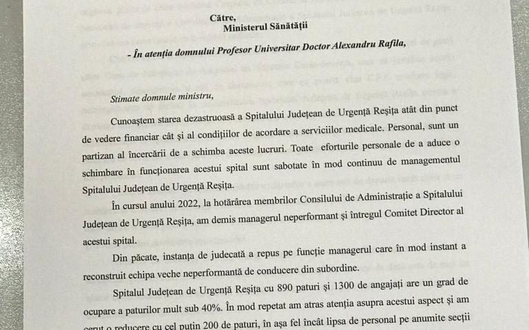 Scrisoarea Lui Dunca către Rafila încinge spiritele în Caraş-Severin