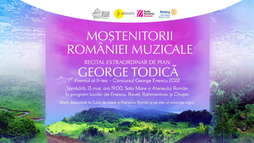 “Moștenitorii României muzicale”: recital-eveniment susținut de pianistul George Todică, laureat al Concursului internațional “George Enescu”