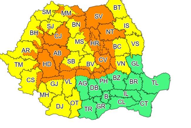 Cod galben de vijelii şi grindină în Caraş-Severin