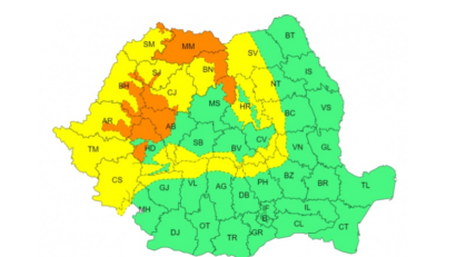 ANM – Cod galben de vânt și ploi în zona montană a judeţelor Caraș-Severin, Arad și Timiș