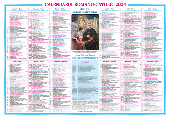 A fost tipărit calendarul romano-catolic de perete în 7 limbi de expresie, vorbite în Banat