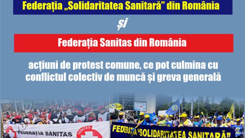 Sanitas şi Solidaritatea Sanitară protestează astăzi pentru un scop comun: salarii şi sporuri mai mari