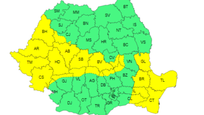 Cod galben privind intensificări ale vântului, în Banat, Crişana, sudul Transilvaniei