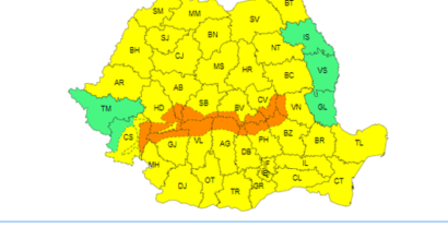 Avertizare cod galben de vânt pentru cea mai mare parte a ţării 