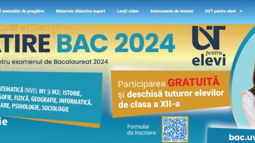 Premieră la UVT: s-a lansat platforma online cu materiale didactice bac.uvt.ro