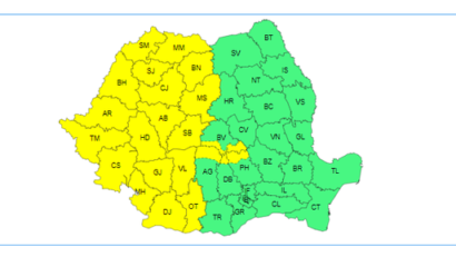 Cod galben de vânt în jumătatea de vest a ţării, de luni seară până marţi dimineaţă