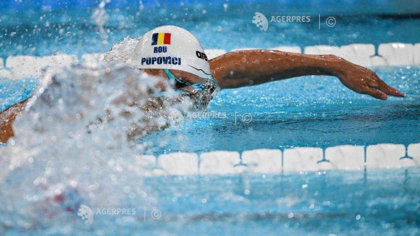 David Popovici, calificat în semifinale la 100 m liber cu al treilea timp