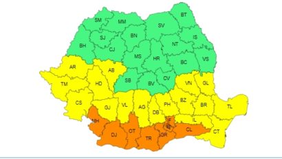 Avertizări Cod galben şi Cod portocaliu de caniculă, vineri şi sâmbătă, în aproape jumătate din ţară