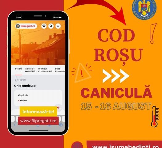 Cod roşu de caniculă în Caraş-Severin, Timiş, Arad şi Mehedinţi