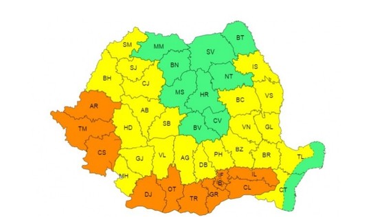 Avertizarea de Cod Portocaliu de caniculă se extinde în toate județele din vestul, sudul și sud-estul țării