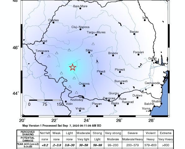 Cutremur cu magnitudinea 3,8 în judeţul Gorj