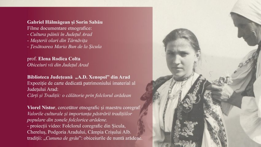 Tradiții, folclor și cuvânt scris de Ziua Patrimoniului Cultural Imaterial, la Arad