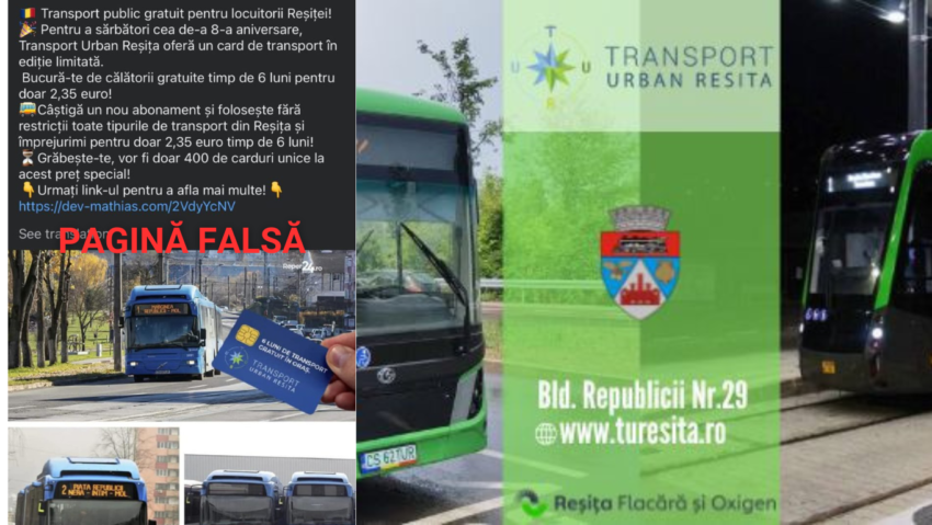 Alertă la Reşiţa: Pagină falsă care folosește numele Societăţii de Transport Urban în mediul online